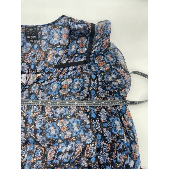 Ella Moss Silk Bohemian Blouse Sz L Flowy Sheer Fairy Summer Casual Peasant Top - Picture 6 of 6